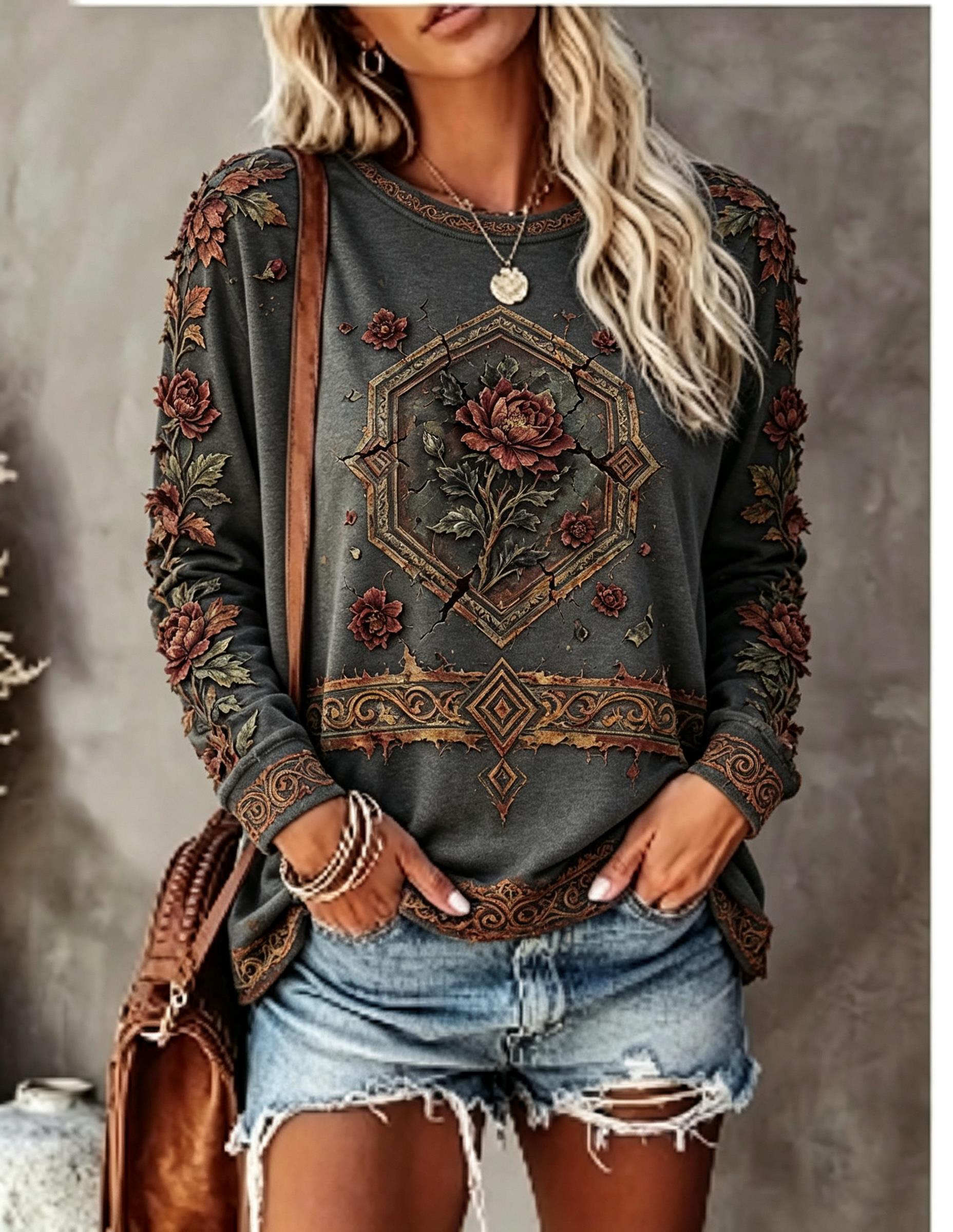 Women Crew Neck Long Sleeve T‑ - Wallpaper recension och pris
