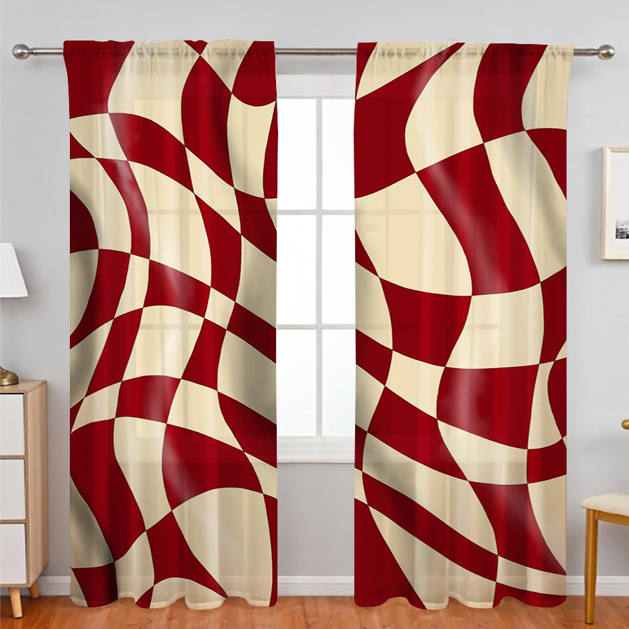 2PCS Sheer Curtains, Wine Red  - Curtain Rods recension och pris