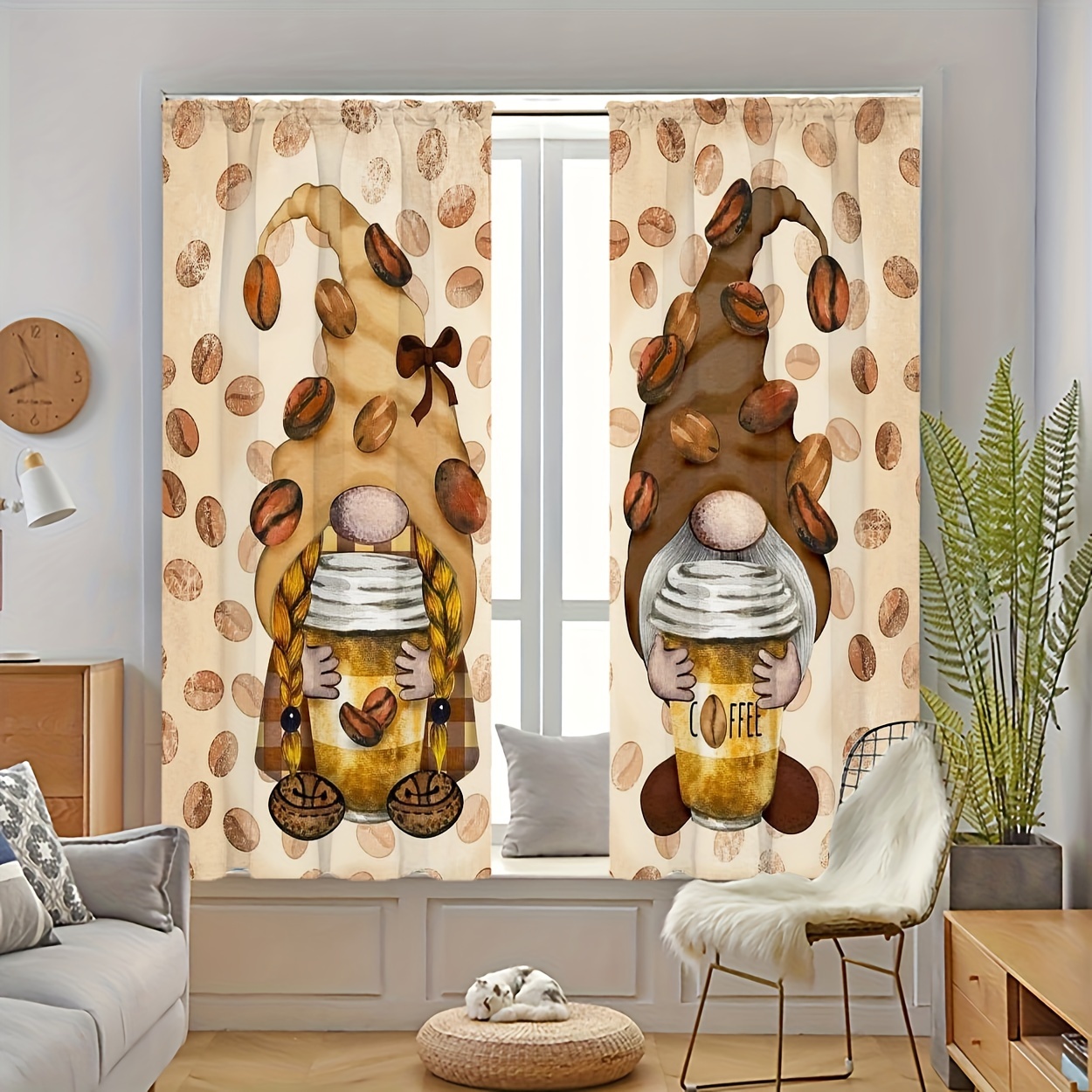 2PCS Cartoon Sheer Curtains, C - Curtain Rods recension och pris